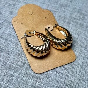 Gold Croissant Chunky Hoop Earrings – Hypoallergenic